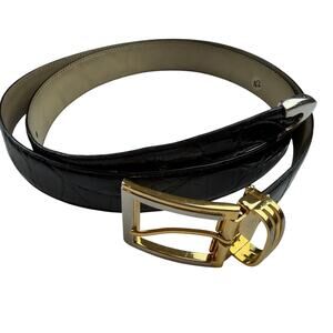 Avanti Black Croc Embossed Leather Belt Size 42